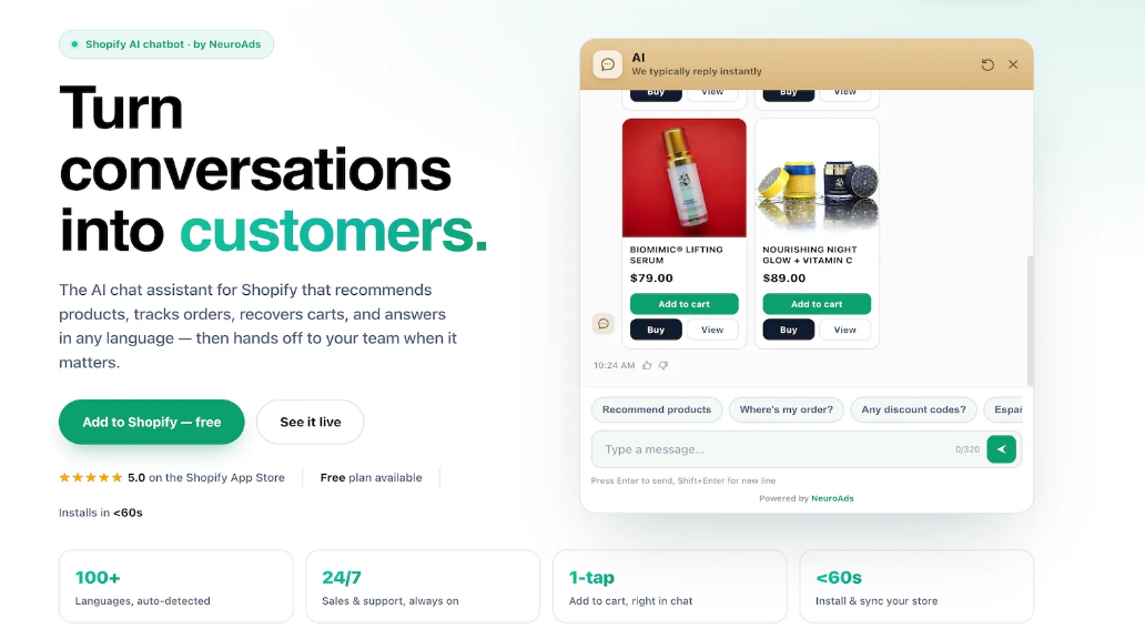 NeuroAds AI Chatbot Review: Boost Sales 24/7